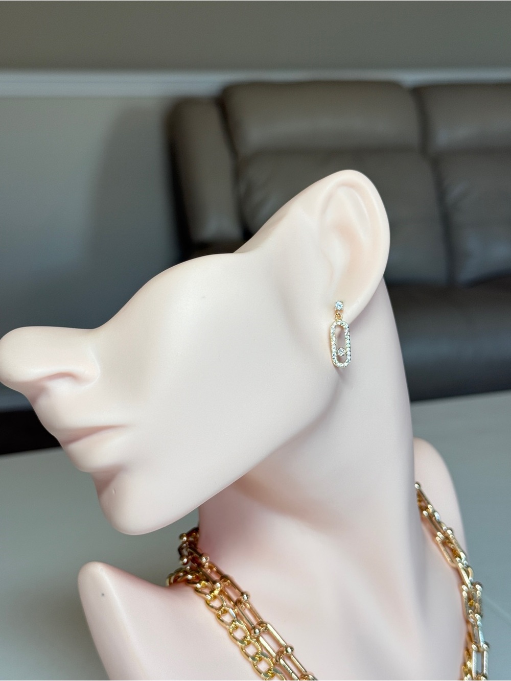 Delicate Gold Crystal Drop Earrings